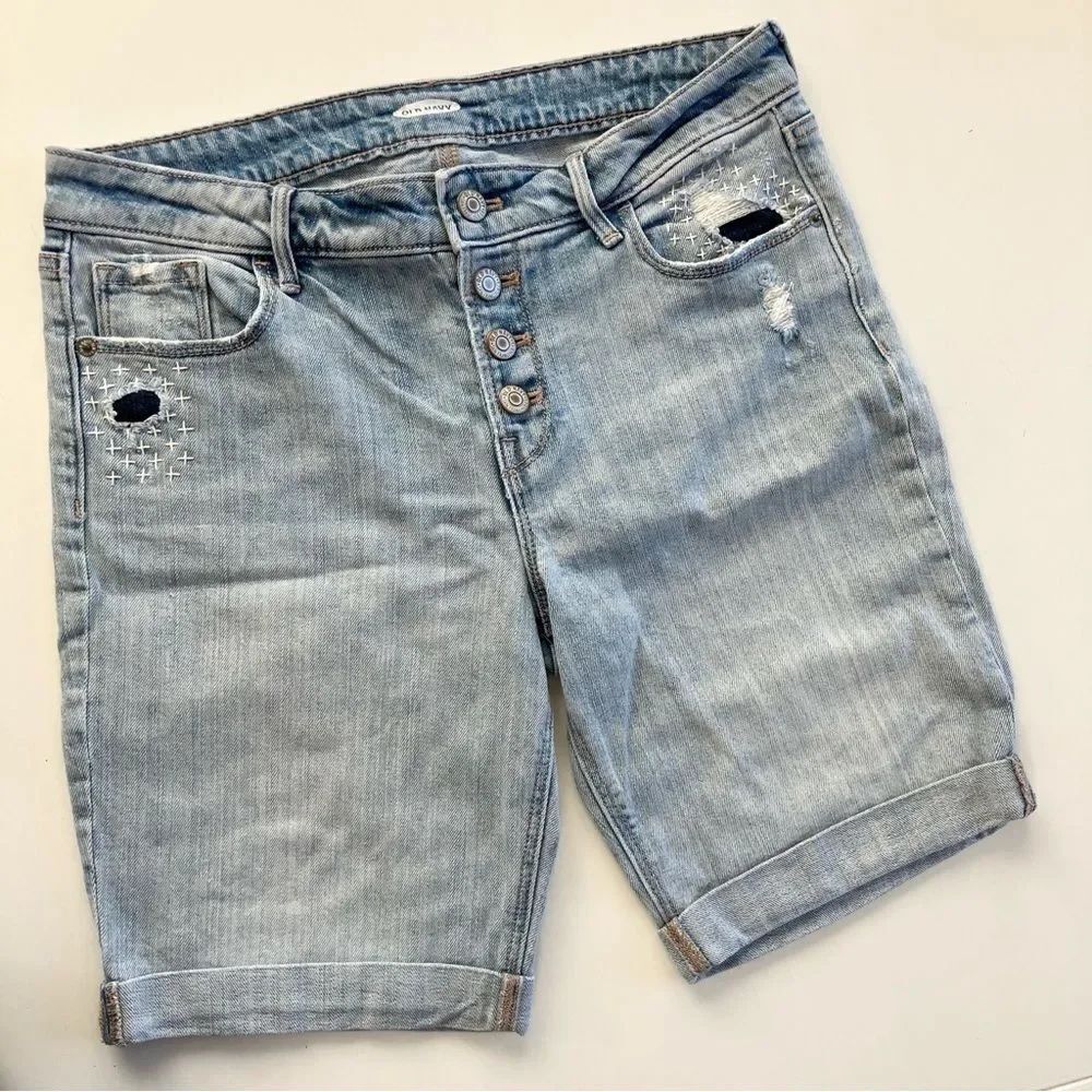 Sashiko Denim Bermuda Shorts